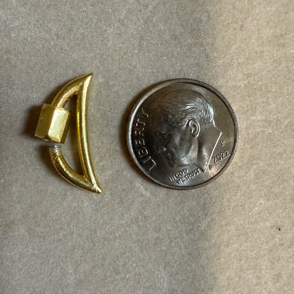 Gold Plated over Silver Crescent Moon Carabiner Lock